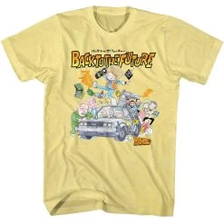 Back To The Future Cartoon Characters With Car T-Shirt