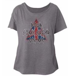 Junior's Def Leppard Pour Some Triangle Dolman T-Shirt
