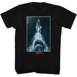 Jaws Shark Chasing Boat Poster T-Shirt