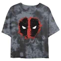 Junior's Marvel Deadpool Dead Eyes Bombard Tie-Dye Crop Top T-Shirt