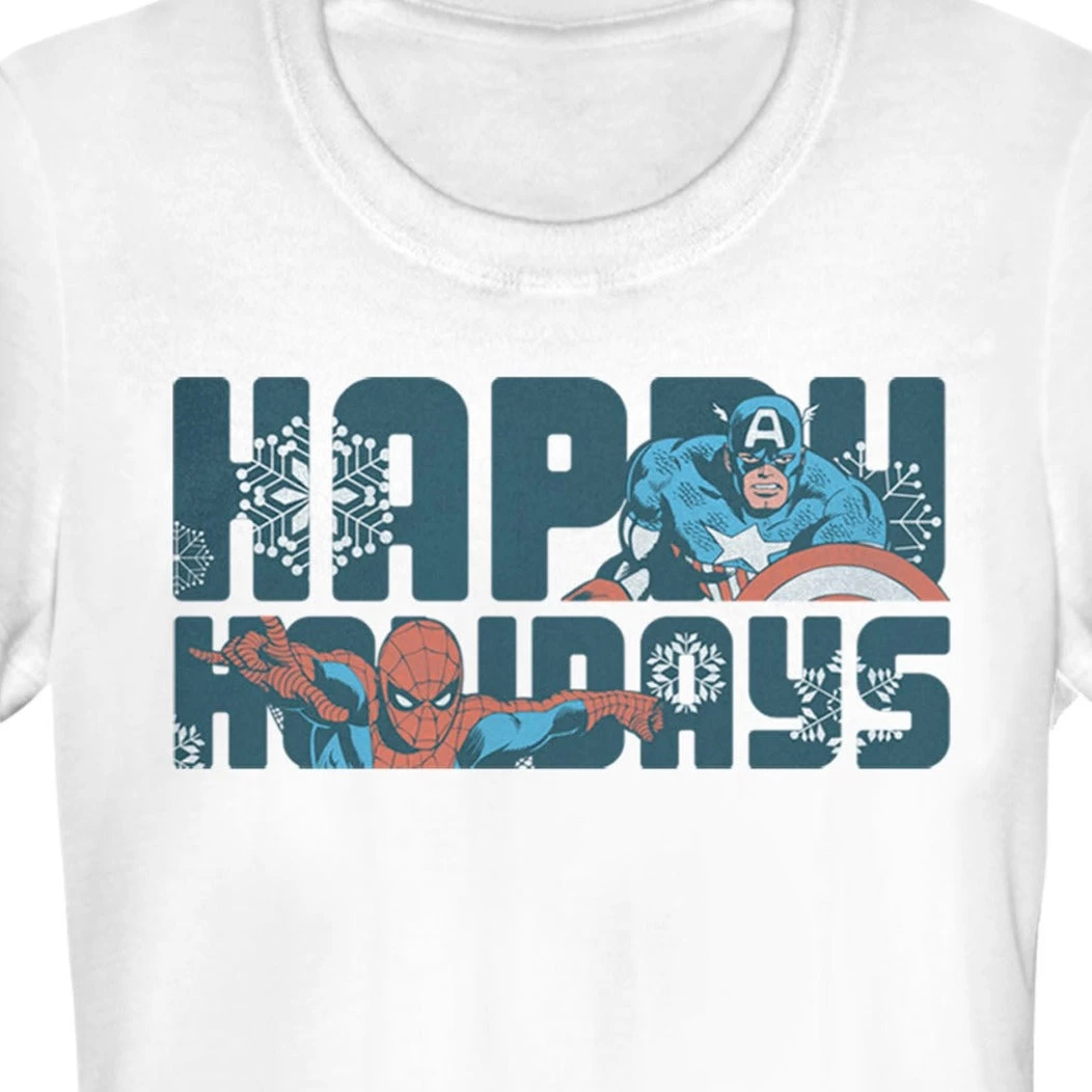 Junior's Marvel Happiest Of Holidays T-Shirt 2 Junior's Marvel Happiest Of Holidays T-Shirt - Image 2