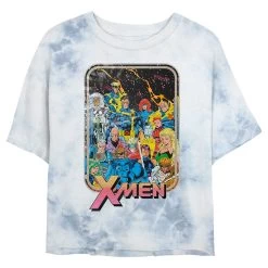 Junior's Marvel XMEN 70'S IRON ON Bombard Tie-Dye Crop Top T-Shirt