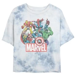 Junior's Marvel Heroes Of Today Bombard Tie-Dye Crop Top T-Shirt