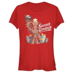 Junior's Marvel Seasons Grootings T-Shirt