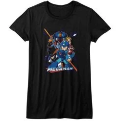 Junior's Mega Man Collage Orange Beam T-Shirt