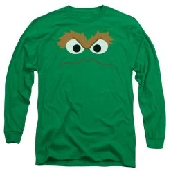 Men's Sesame Street Oscar Face Long Sleeve Tee