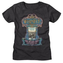 Junior's Woodstock Nouveau Poster T-Shirt
