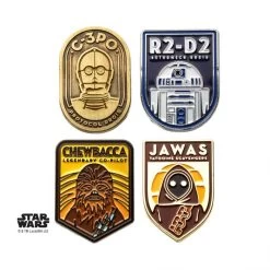 Star Wars R2-D2, C-3Po, Chewbacca, And Jawa 4Pc Lapel Pin